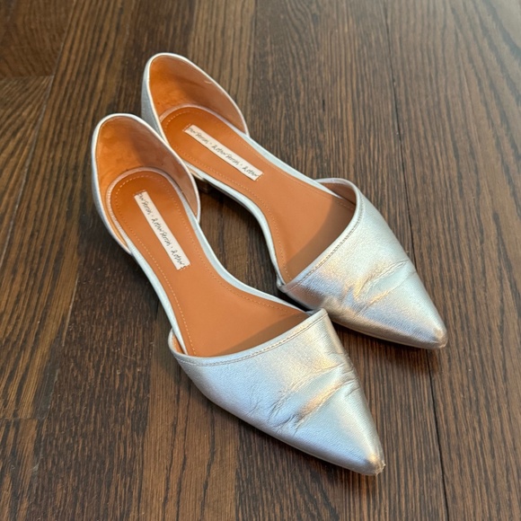 & Other Stories  Silver Pointed Toe Modern Flats, D'Orsay, Side Cut Out - Picture 1 of 7